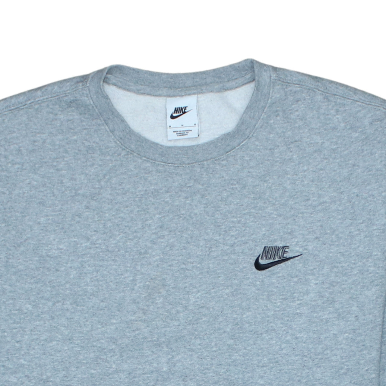 Nike Men Grey Crew Neck Pullover Sweatshirt M Regular Fit