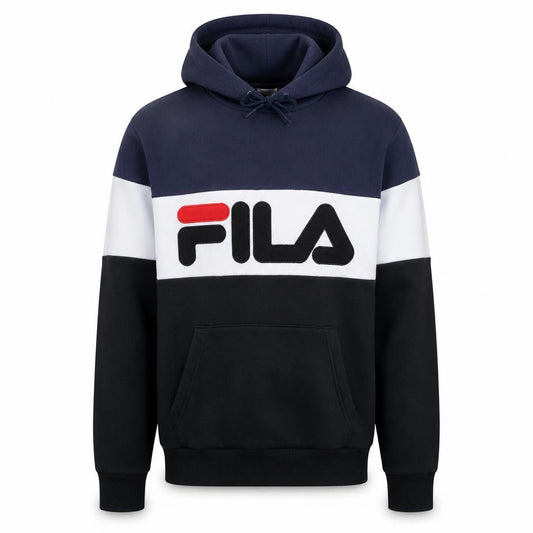 Fila Mens Blue Colour Block Pullover Hoodie XS
