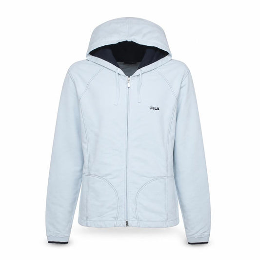 Fila Women's Light Blue Full Zip Hoodie Size L Cotton Blend
