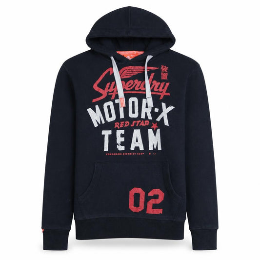 Superdry Men's Black Pullover Hoodie S Motor-X Team Logo