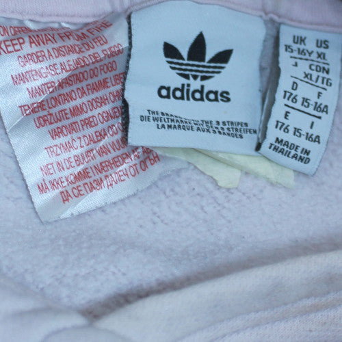 Adidas Womens Pink Hooded Pullover Sweatshirt Size XL Logo Print