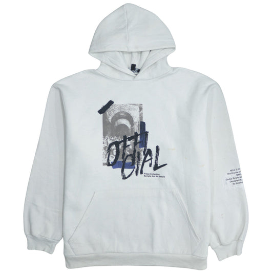 boohooMAN Mens White Graphic Print Pullover Hoodie L