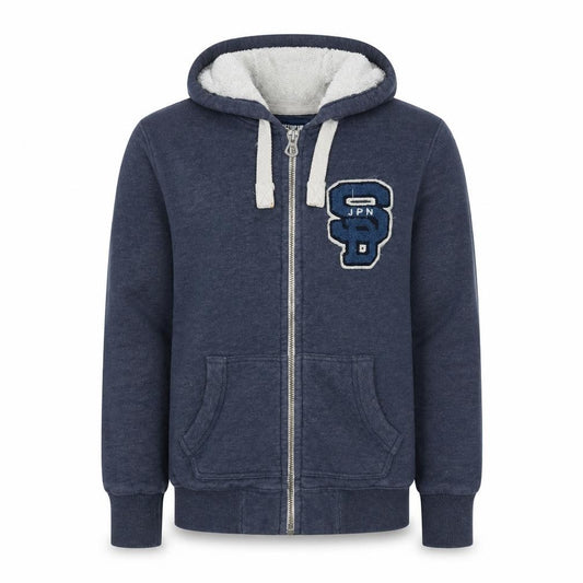 Superdry Mens Blue Full Zip Hoodie Small Japan Graphic Cotton Blend
