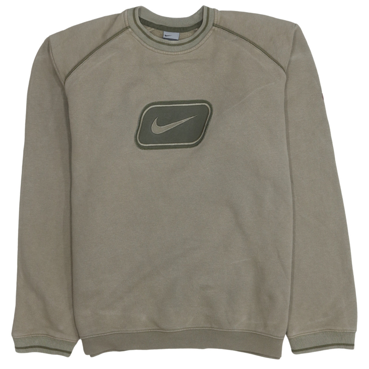 Nike Men's Beige Logo Crew Neck Fleece Sweatshirt Size L