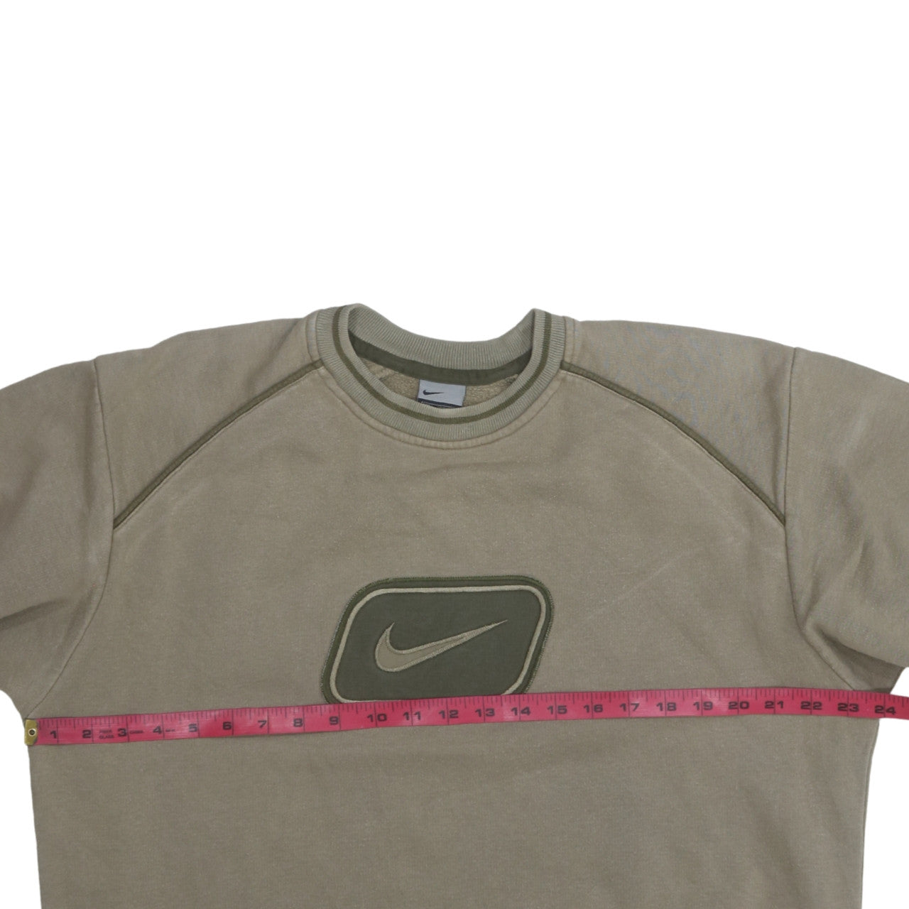 Nike Men's Beige Logo Crew Neck Fleece Sweatshirt Size L