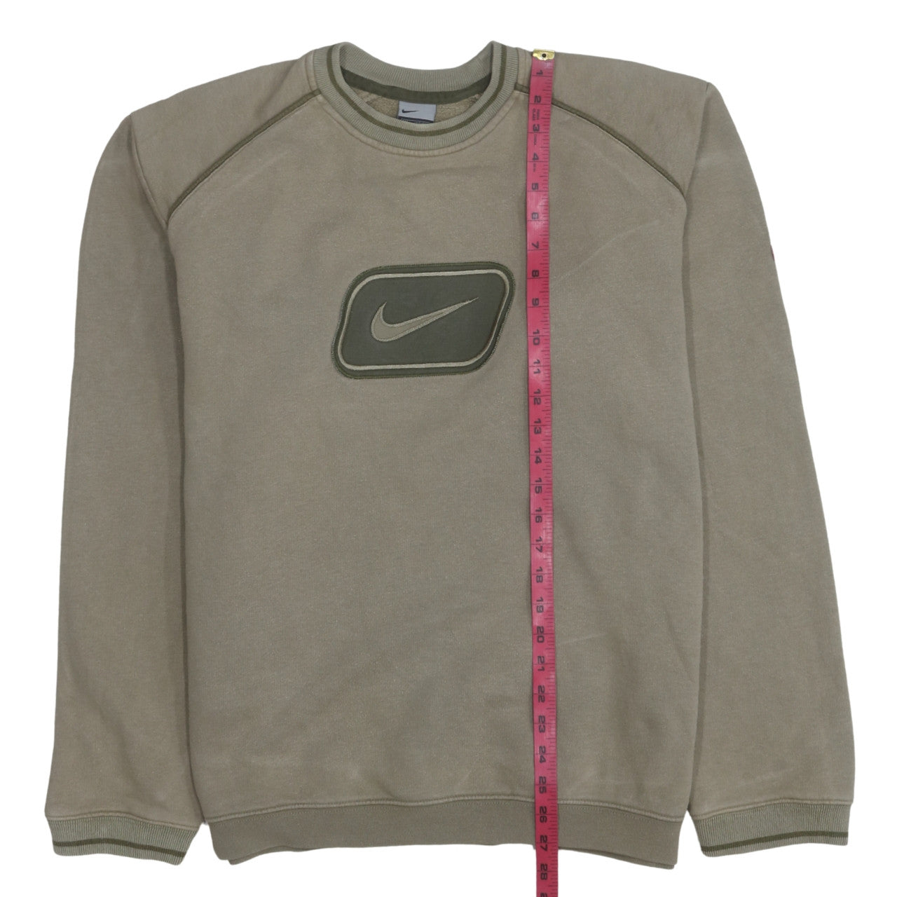 Nike Men's Beige Logo Crew Neck Fleece Sweatshirt Size L