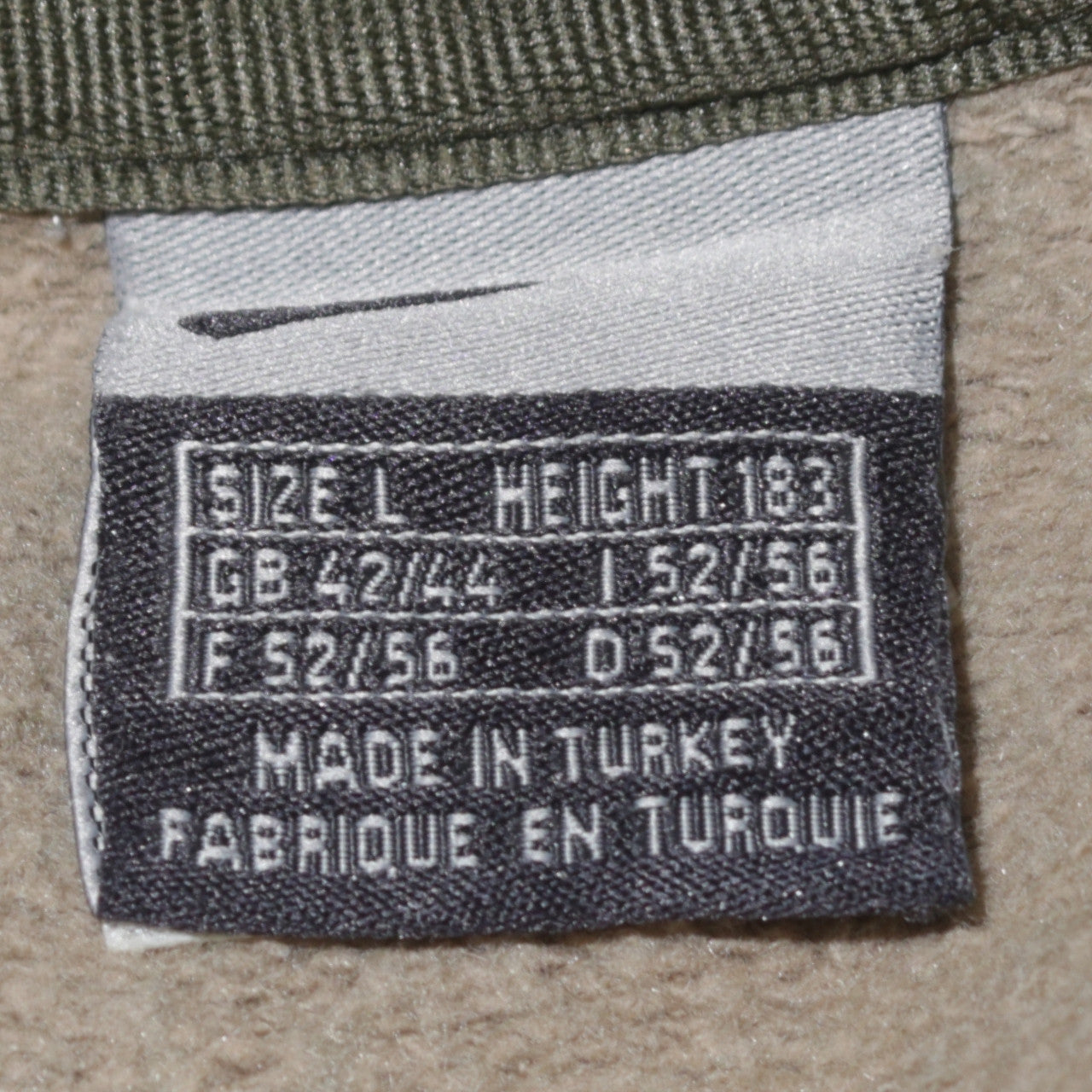 Nike Men's Beige Logo Crew Neck Fleece Sweatshirt Size L