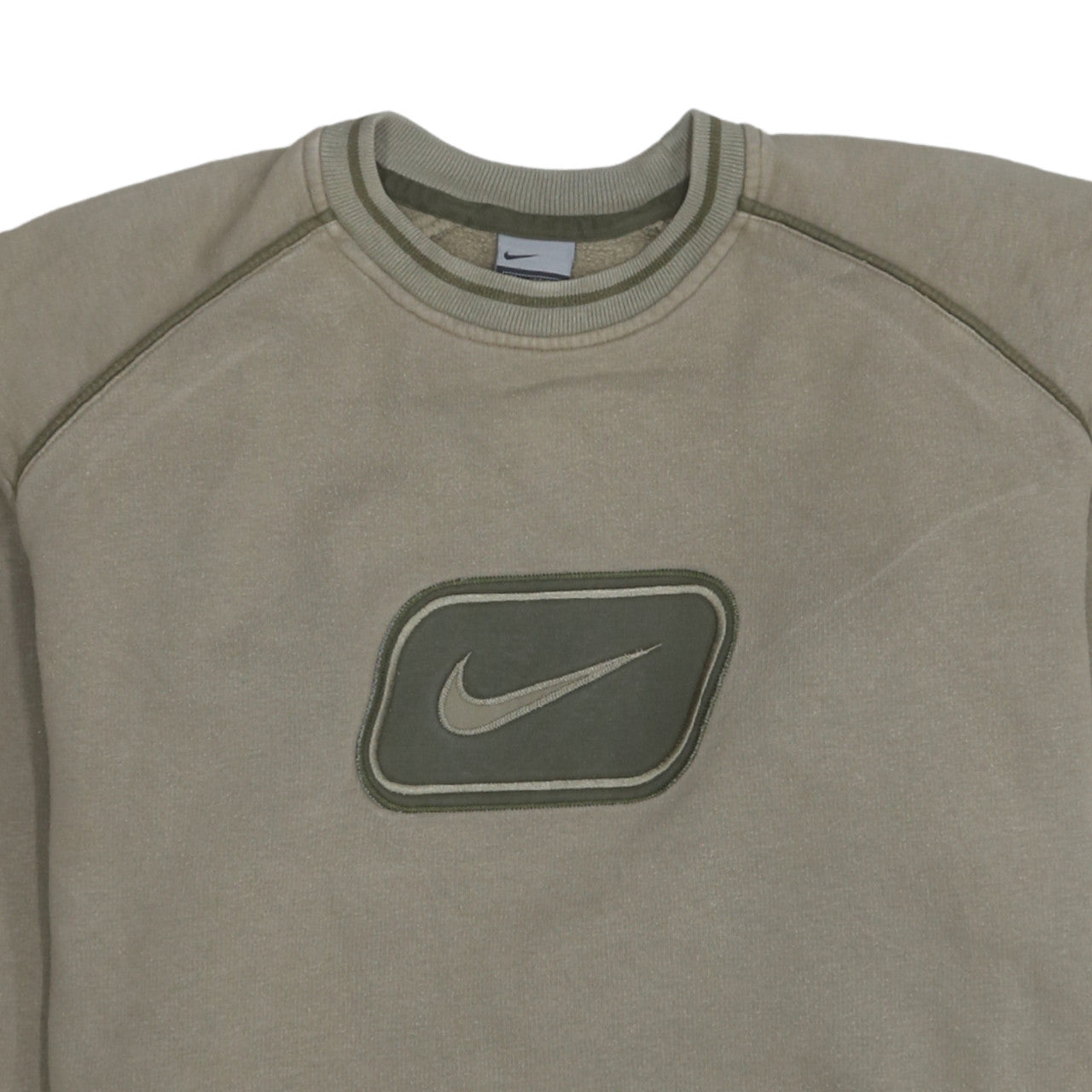 Nike Men's Beige Logo Crew Neck Fleece Sweatshirt Size L
