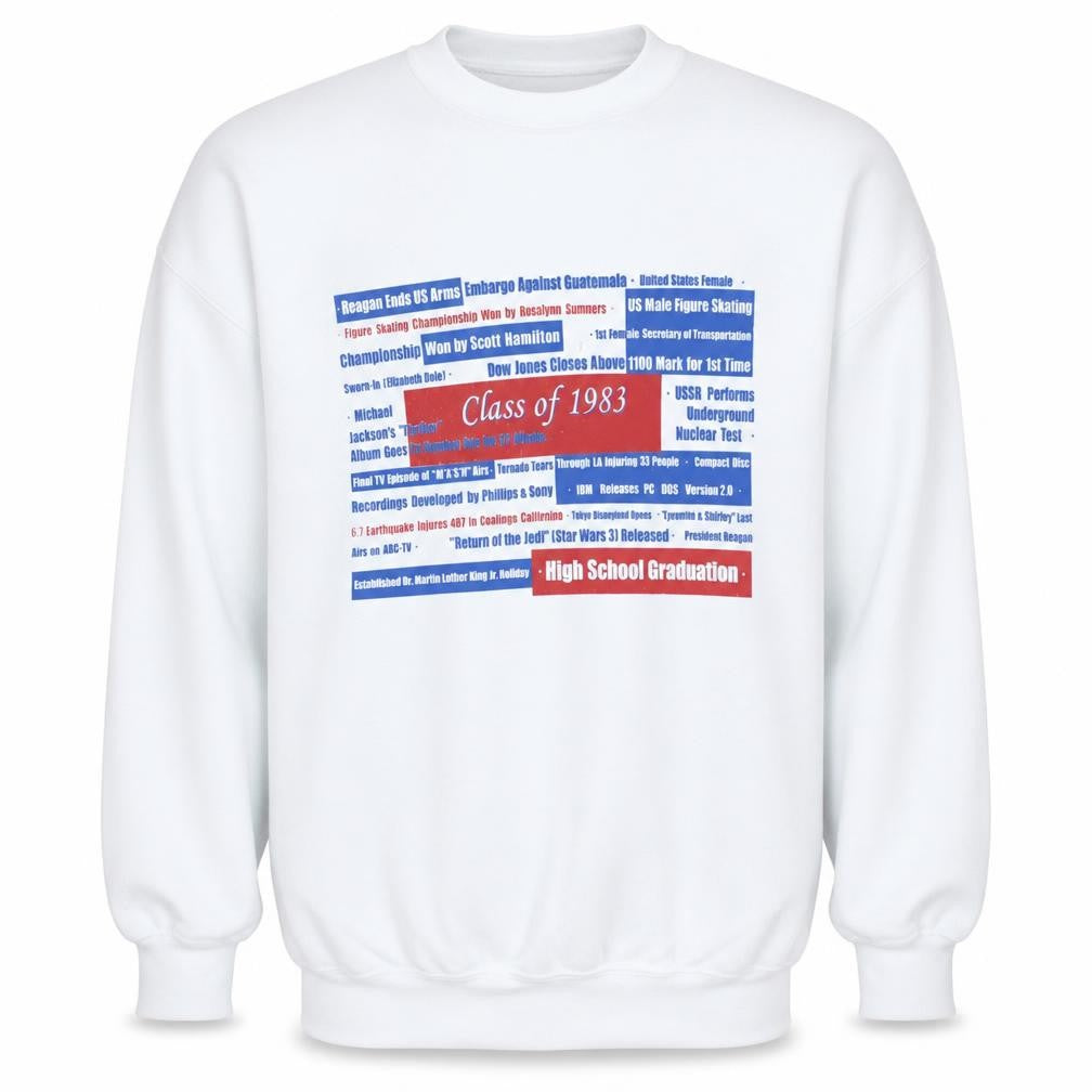 Lee Mens White Class of 1983 Retro Graphic Pullover Sweatshirt L