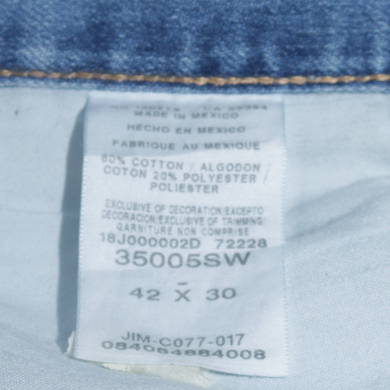 Wrangler Men's Blue 42x30 Straight Jeans Denim 5-Pocket Classic Fit