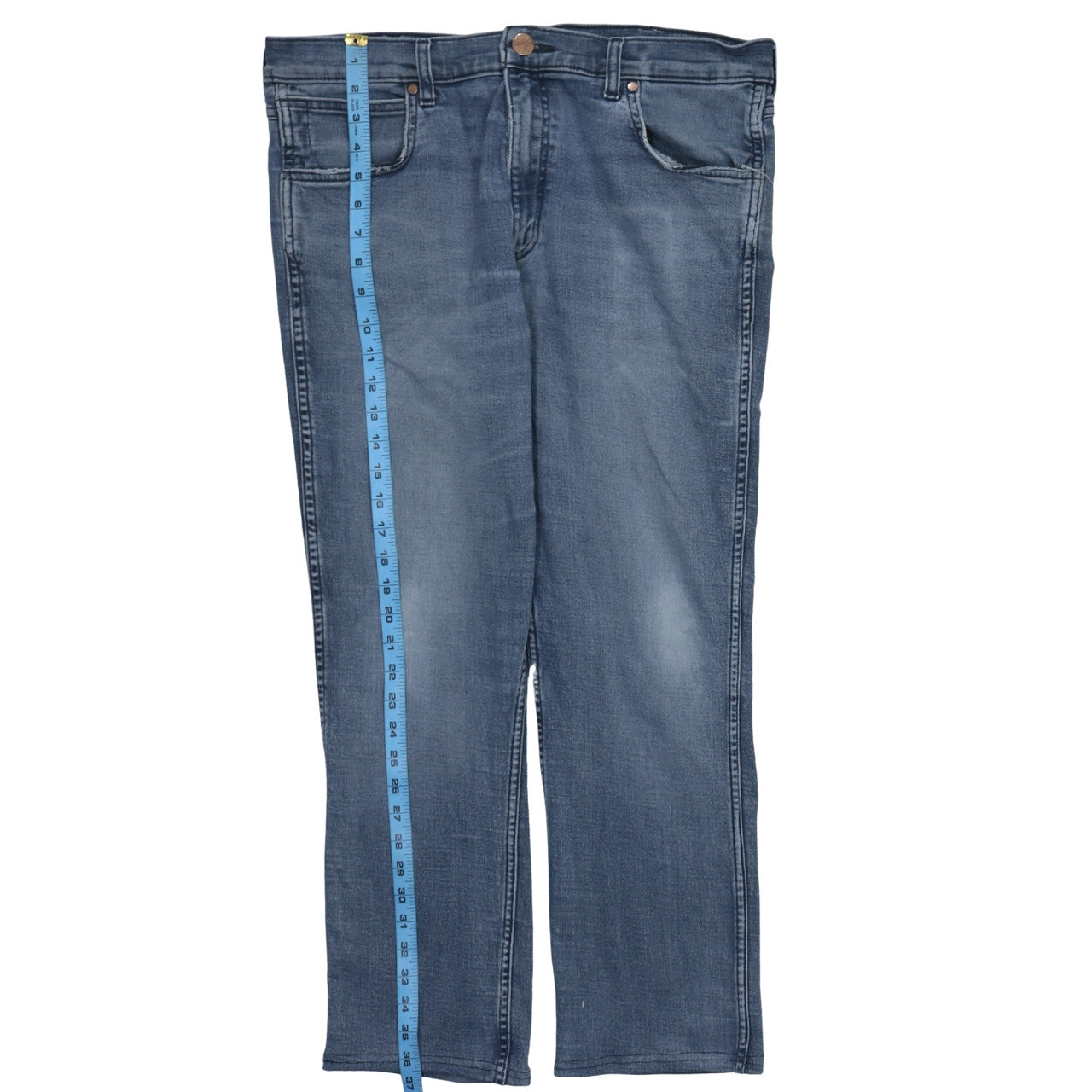 Wrangler Mens Blue Straight Fit Denim Jeans W30 L30 Classic Style