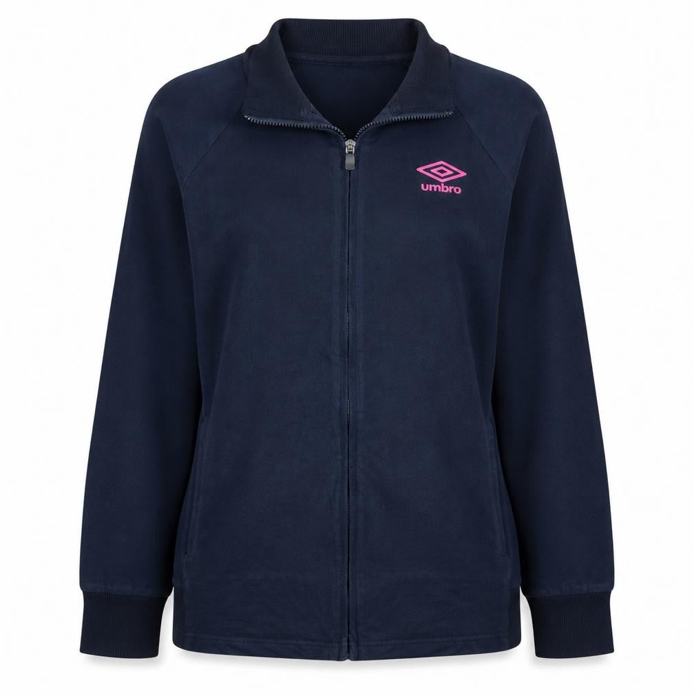 Umbro Women Navy Blue Full Zip Sweatshirt XL Cotton Blend Sportswear