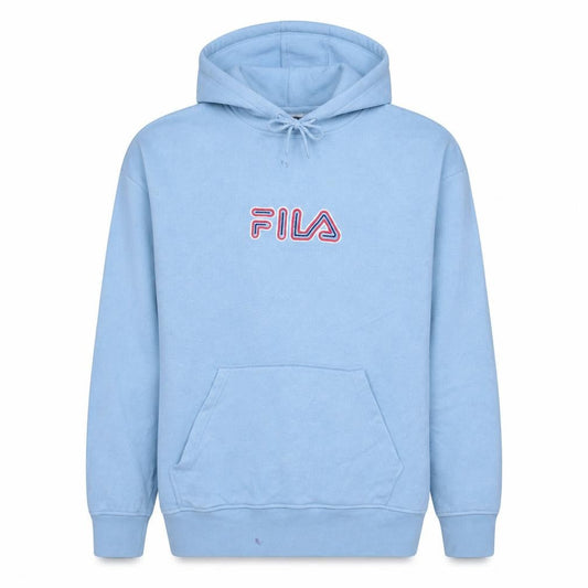 Fila Men's Blue Pullover Hoodie L Embroidered Logo Fleece Sweatshirt