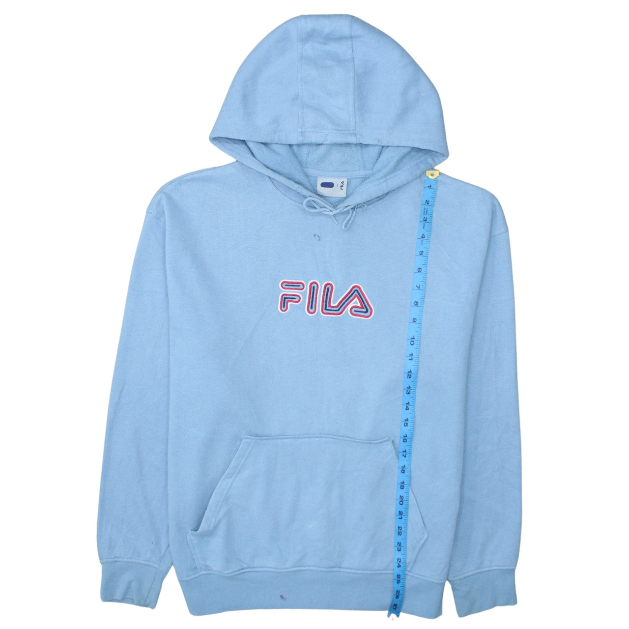 Fila Men's Blue Pullover Hoodie L Embroidered Logo Fleece Sweatshirt