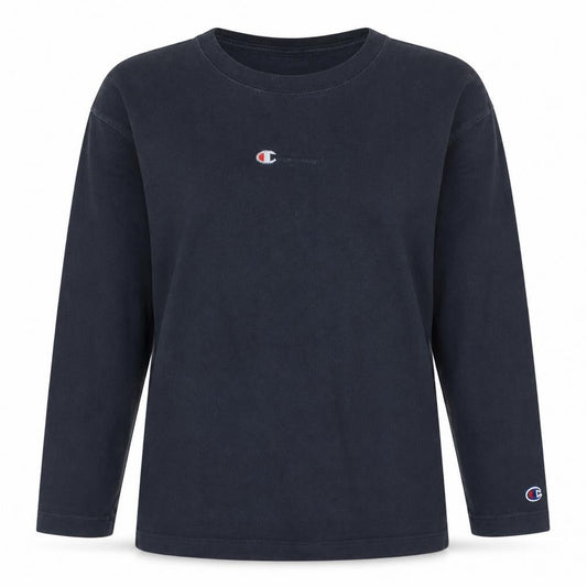 Champion Womens Black Long Sleeve Crew Neck Cotton T-Shirt Large