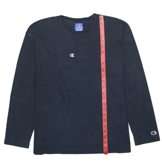 Champion Womens Black Long Sleeve Crew Neck Cotton T-Shirt Large