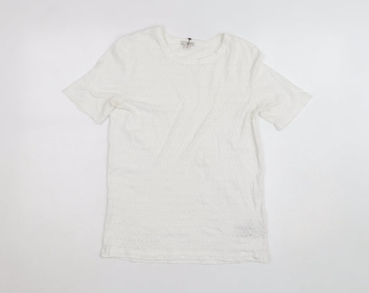 Gap Women’s White Polka Dot Cotton Blend Crew Neck T-Shirt XS