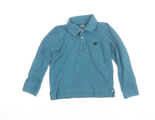 Timberland Boys Blue Long Sleeve Cotton Polo Shirt Size 6 Years