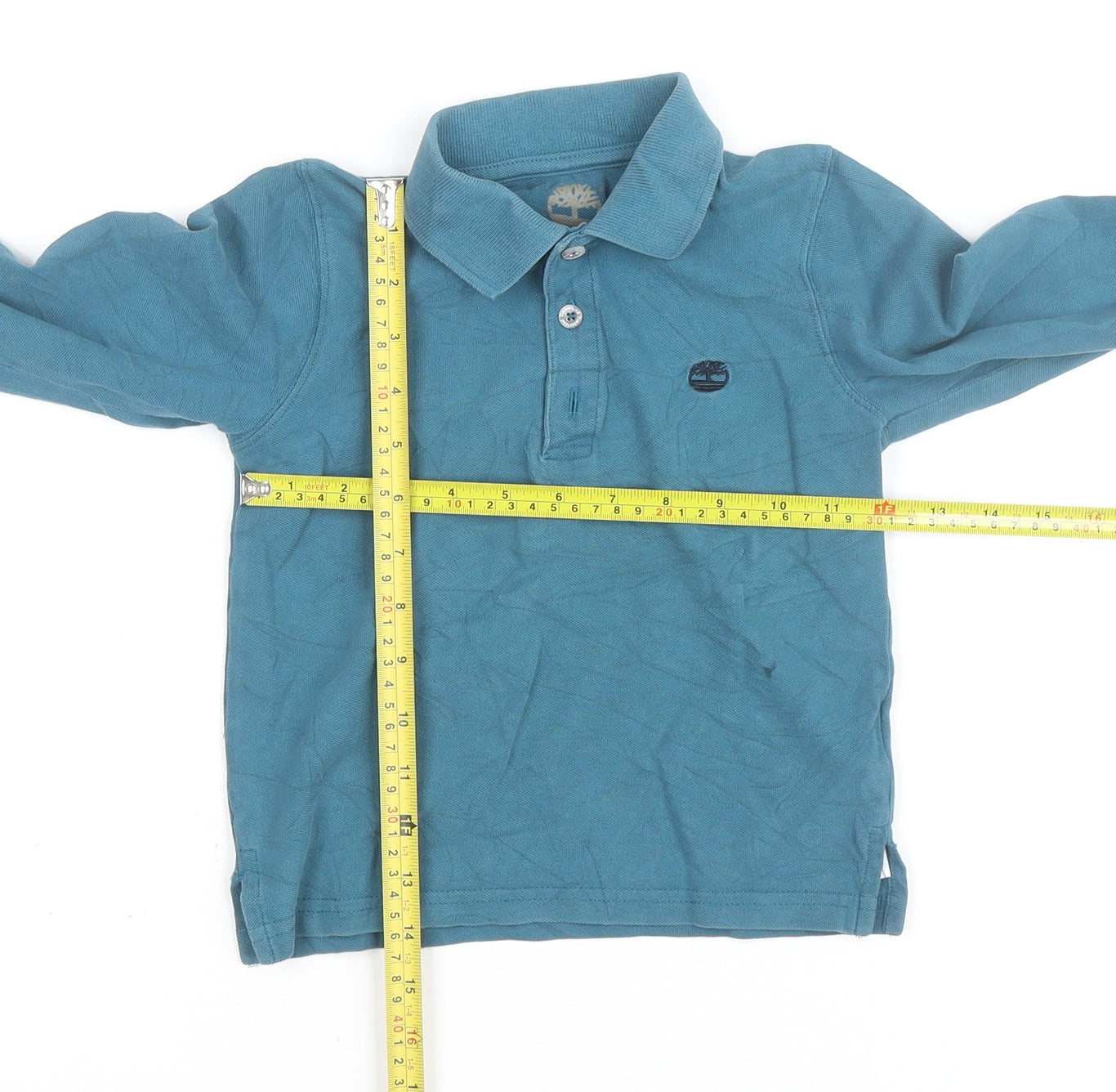 Timberland Boys Blue Long Sleeve Cotton Polo Shirt Size 6 Years