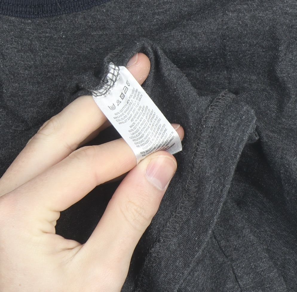 French Connection Men's Grey Crew Neck Cotton T-Shirt Medium