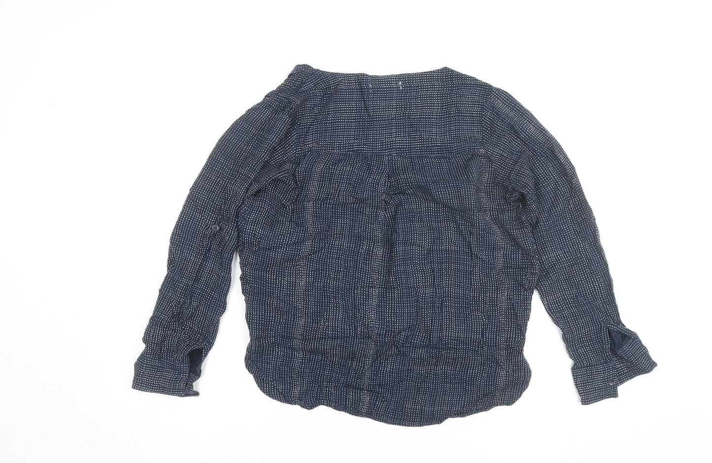 Maison de Nimes Women's Blue Wrap Blouse Size 8 Viscose Long Sleeve