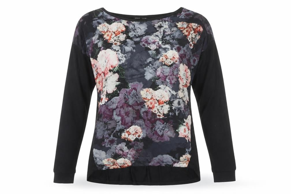 Warehouse Women’s Black Floral Chiffon Tunic Blouse UK 10