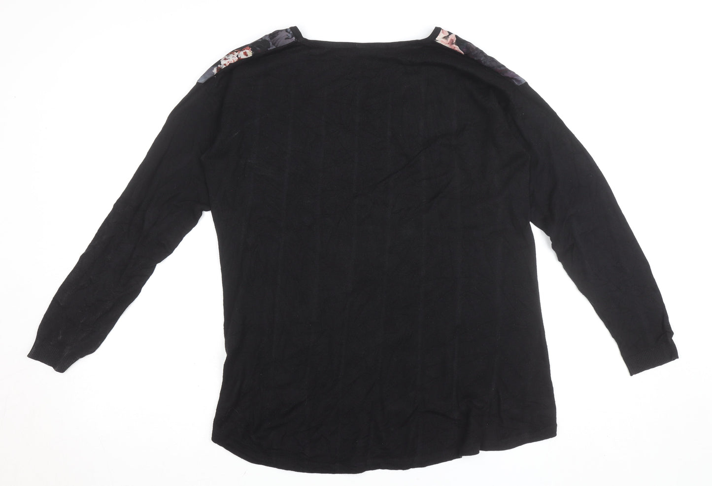 Warehouse Women’s Black Floral Chiffon Tunic Blouse UK 10