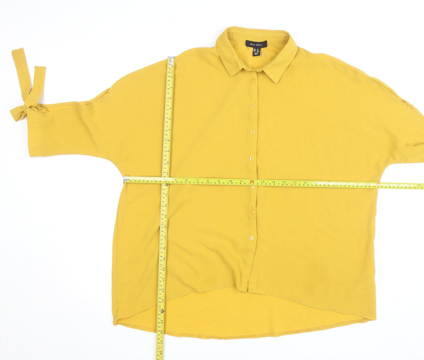New Look Womens Yellow Collared Button-Up Shirt Size 10 Relaxed Fit