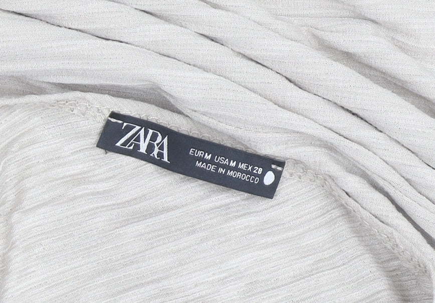 Zara Women Beige Midi V-Neck Wrap Dress Size 12