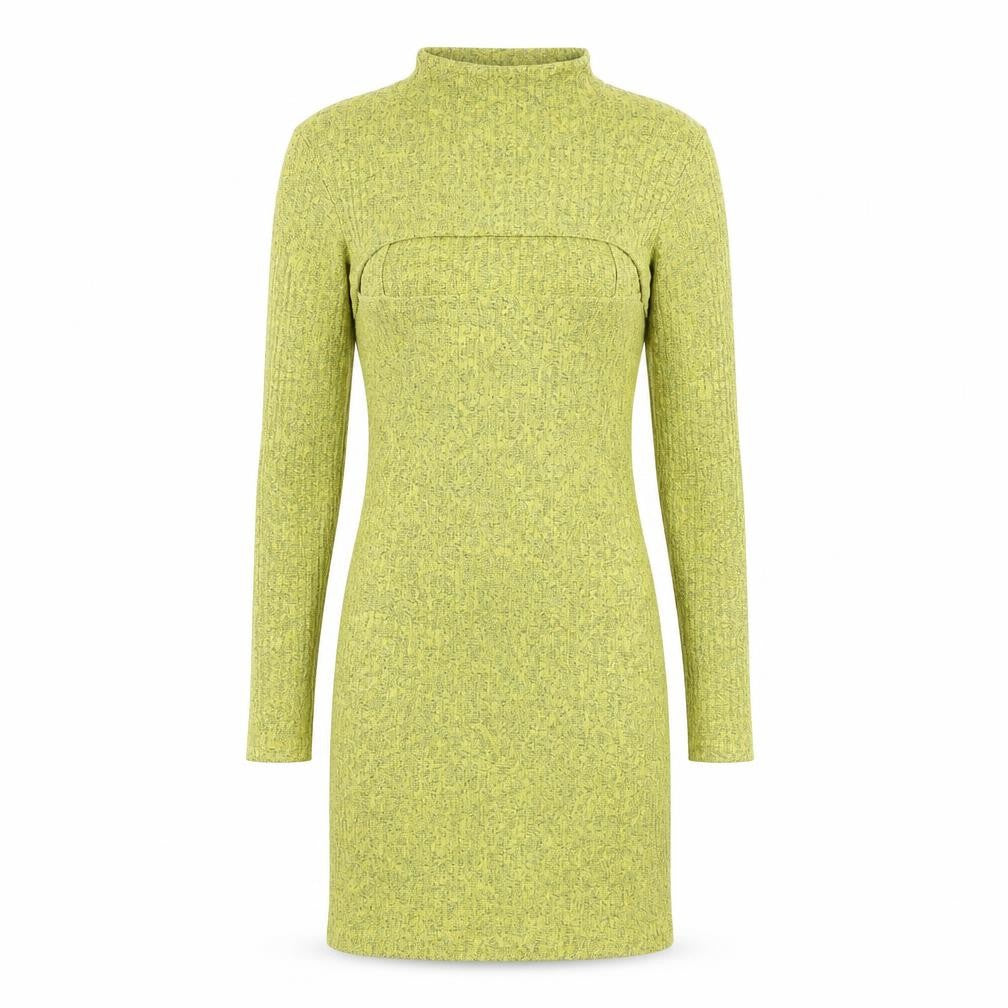 Front view of ASOS DESIGN Petite Women’s Green Bodycon Short Knit Dress, size UK 4