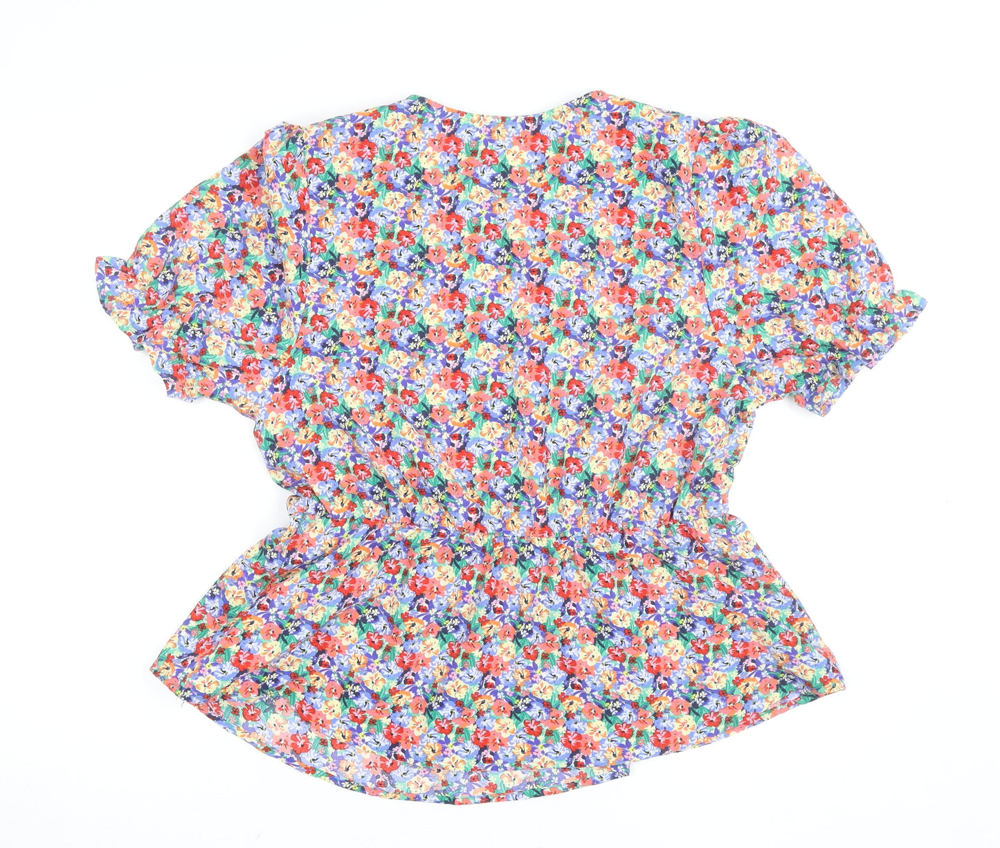 Marks and Spencer Womens Multicoloured Floral V-Neck Tunic Blouse Size 14
