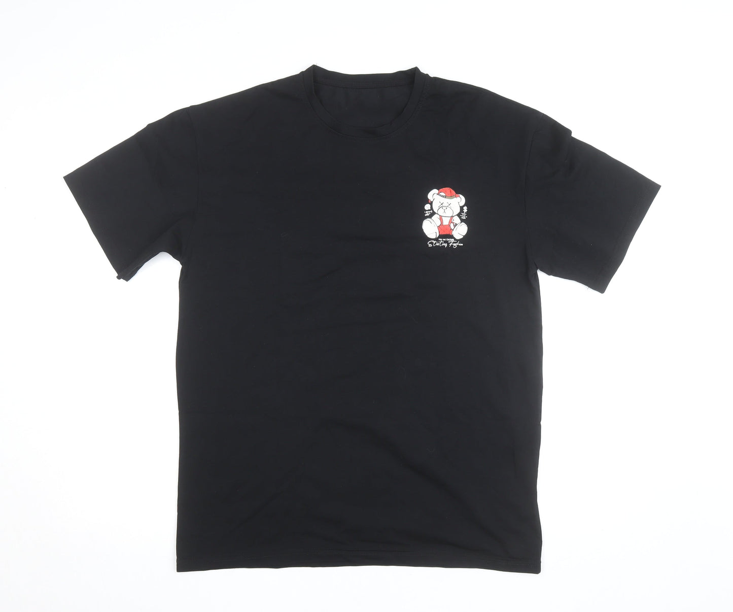 KUMA Men's Black Graphic Bear Streetwear T-Shirt Size L