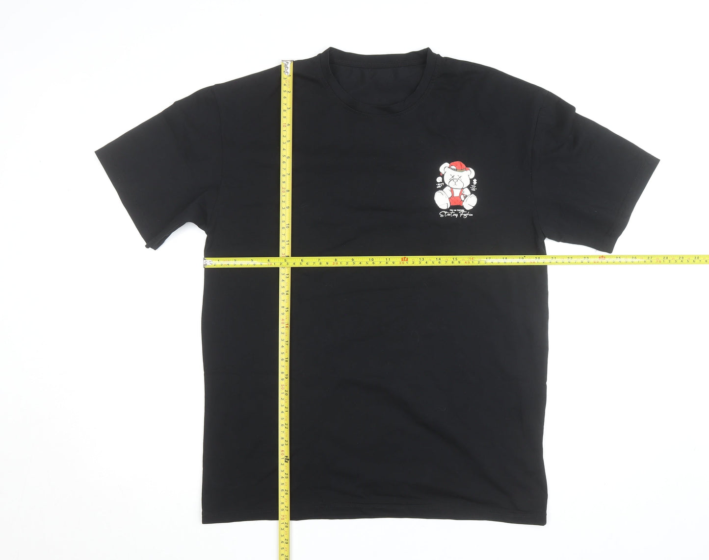 KUMA Men's Black Graphic Bear Streetwear T-Shirt Size L