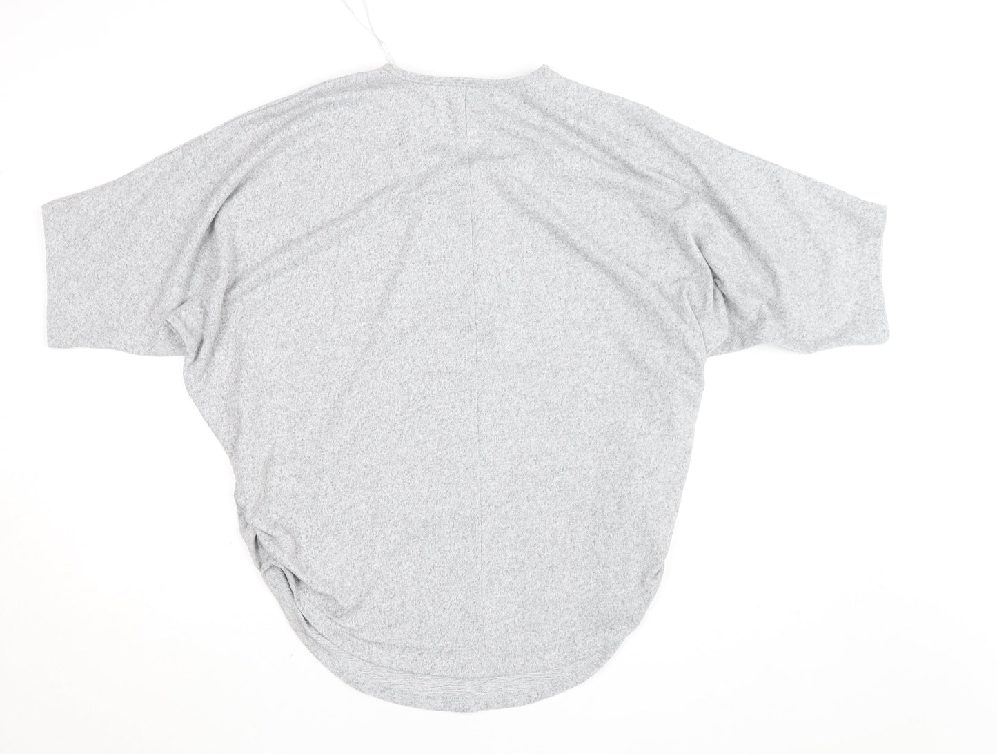 Blue Vanilla Women's Grey Short Sleeve Zip Front Relaxed Jersey Top S