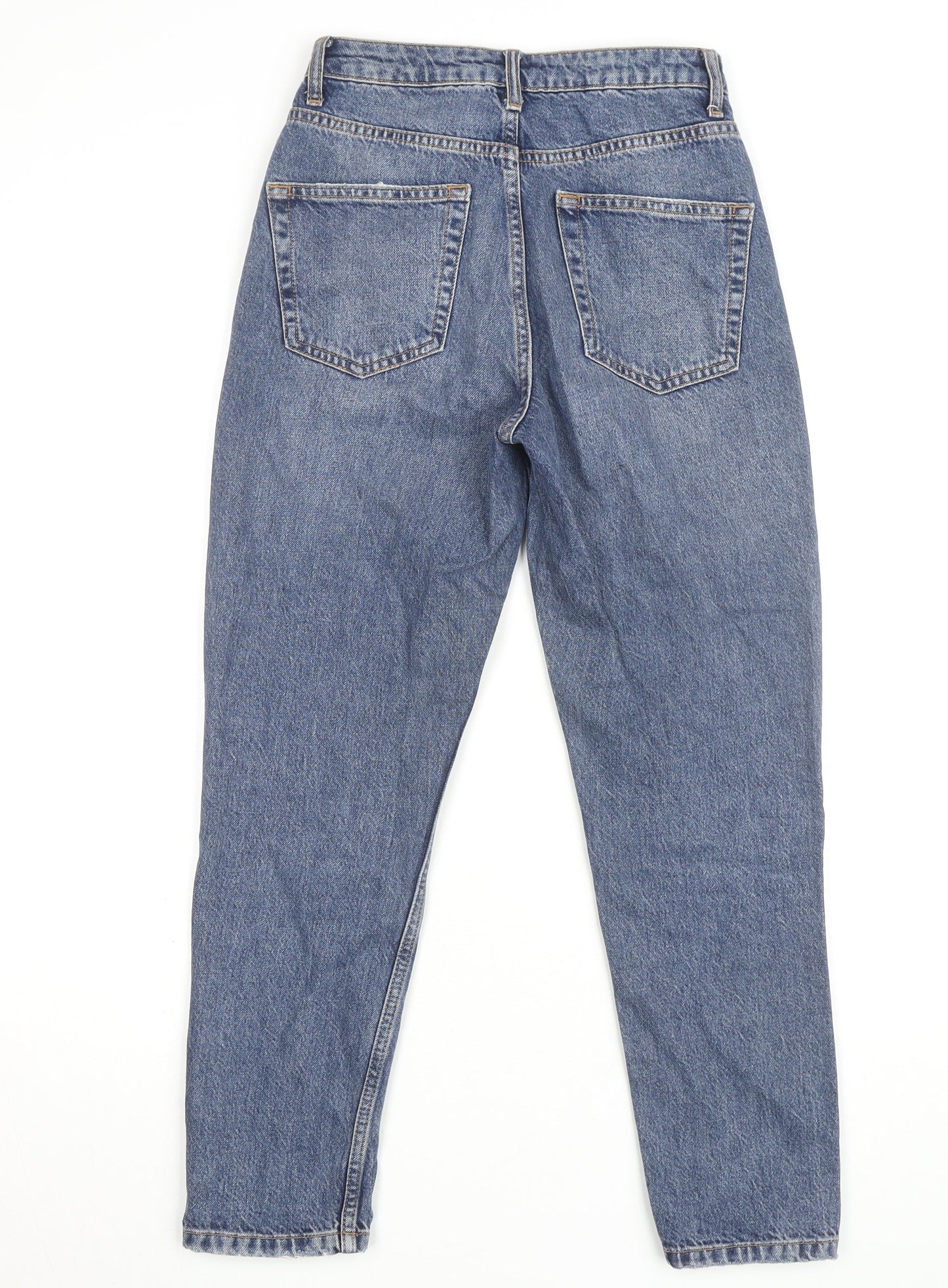 Topshop Women’s Blue Mom Jeans W25 L30 Denim High Rise 100% Cotton