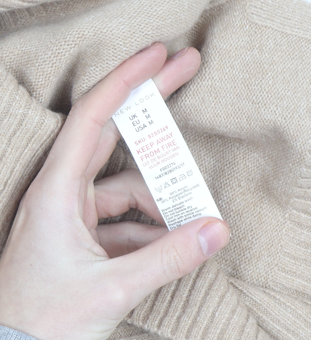 New Look Women Beige Roll Neck Long Sleeve Tunic Jumper Size M