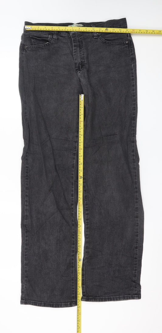 Lee Women's Black Relaxed Straight Leg Jeans Size 8 Long