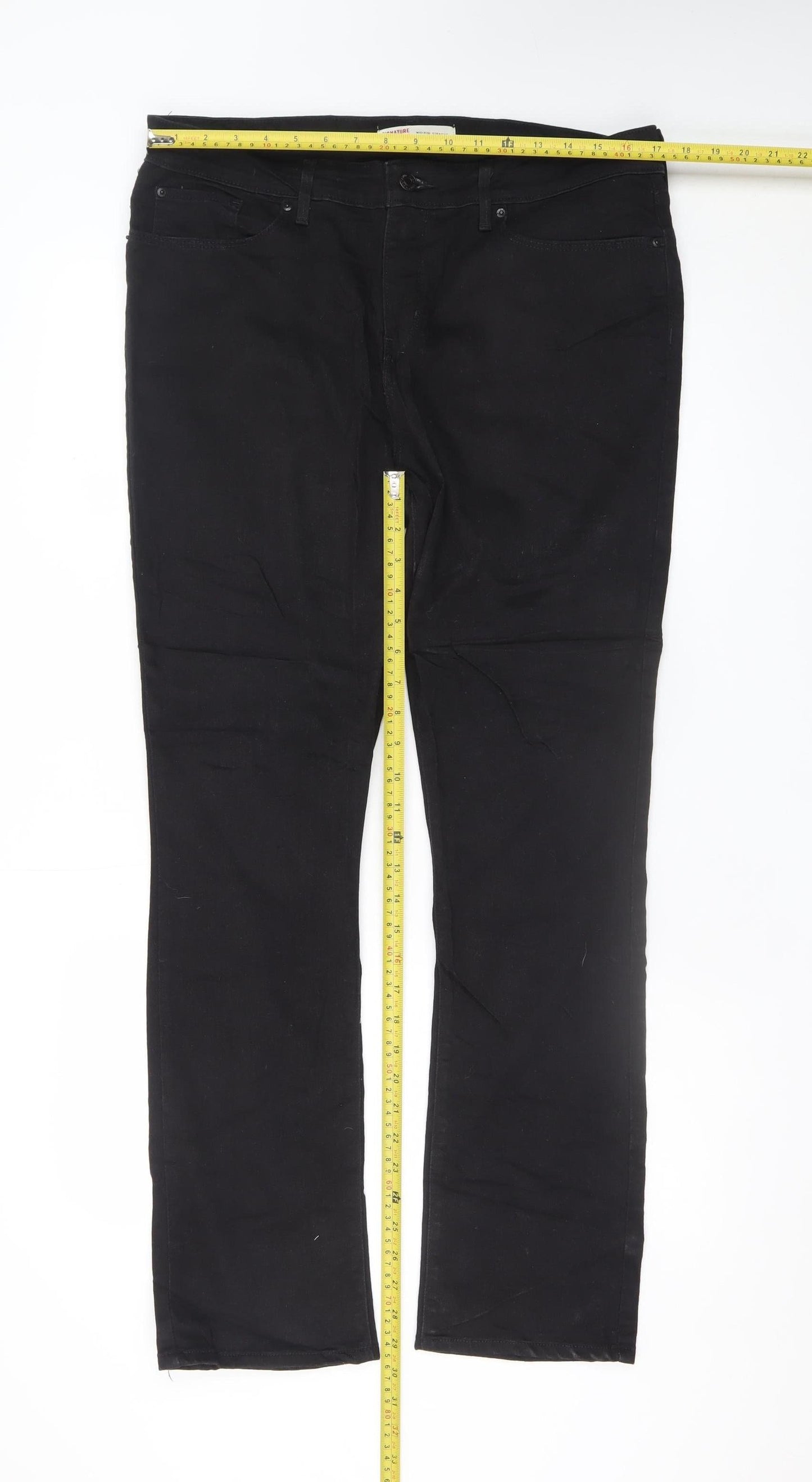 Levi Strauss Women's Black Mid-Rise Straight Jeans Size 16