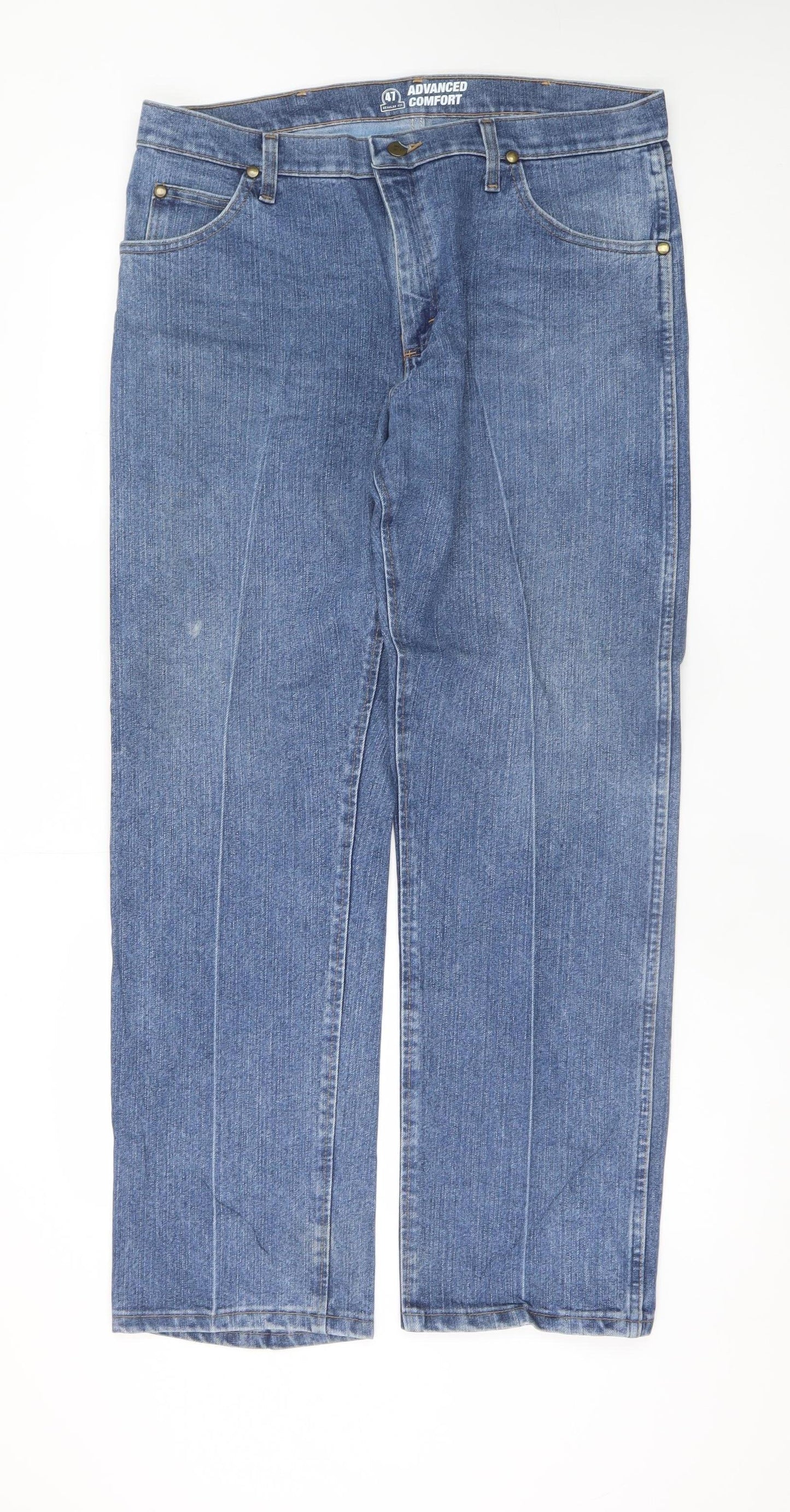 Wrangler Men's Blue Straight Leg Comfort Fit Jeans 35W 30L