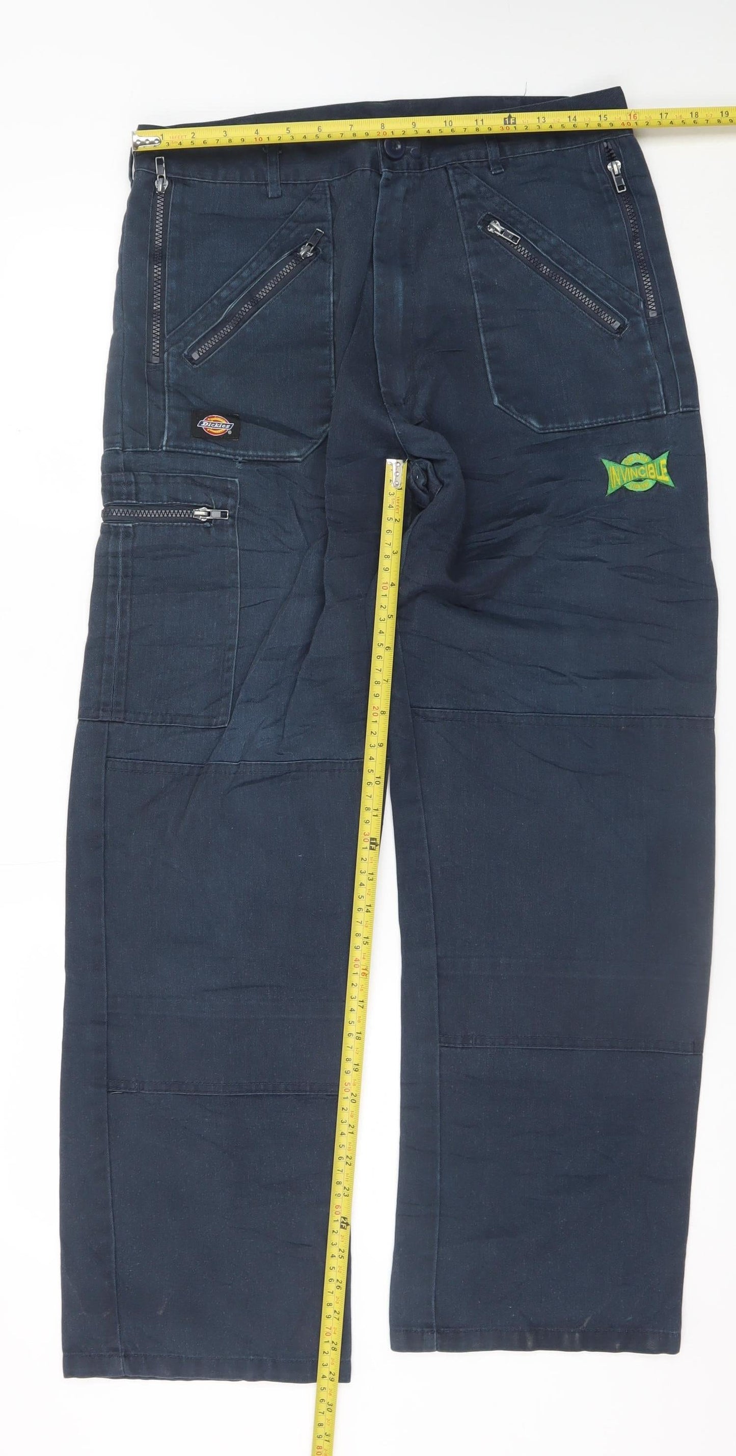 Dickies Men's Blue Cargo Work Trousers 32R Polyester Cotton