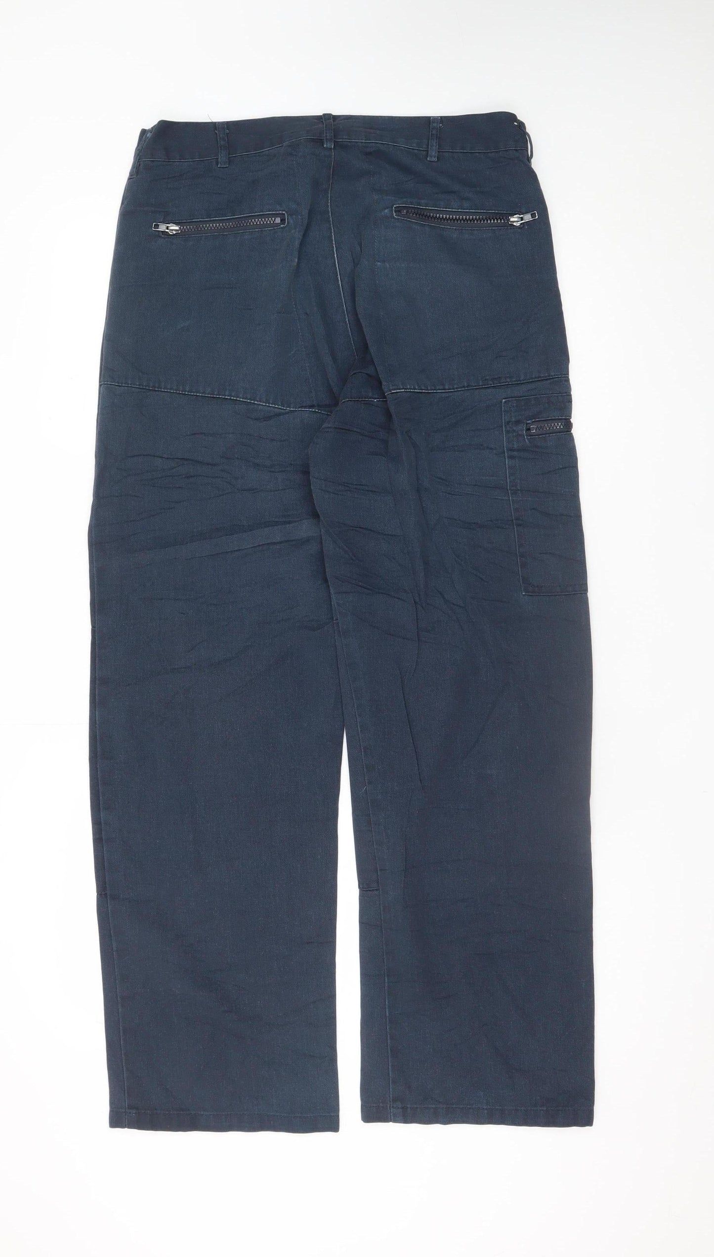 Dickies Men's Blue Cargo Work Trousers 32R Polyester Cotton