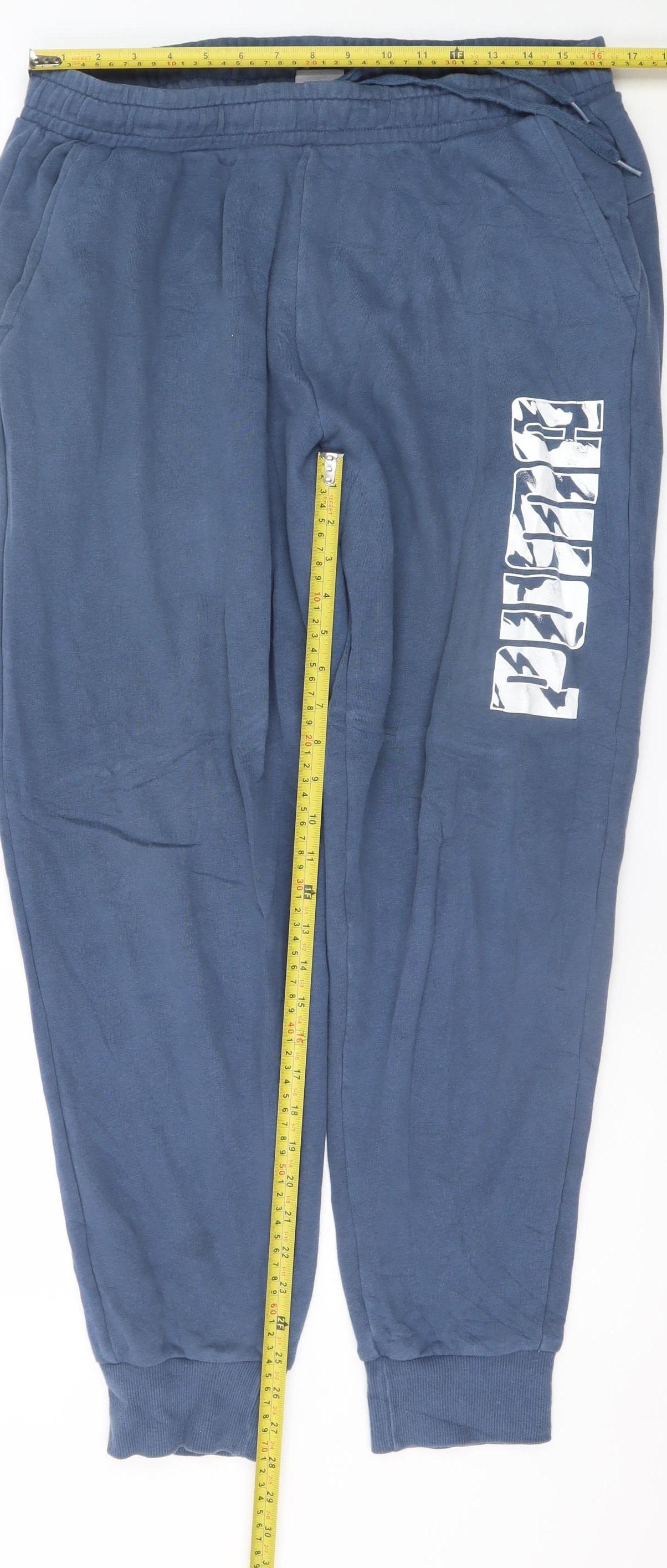 Puma Mens Blue XL Jogger Sweatpants with Logo Print