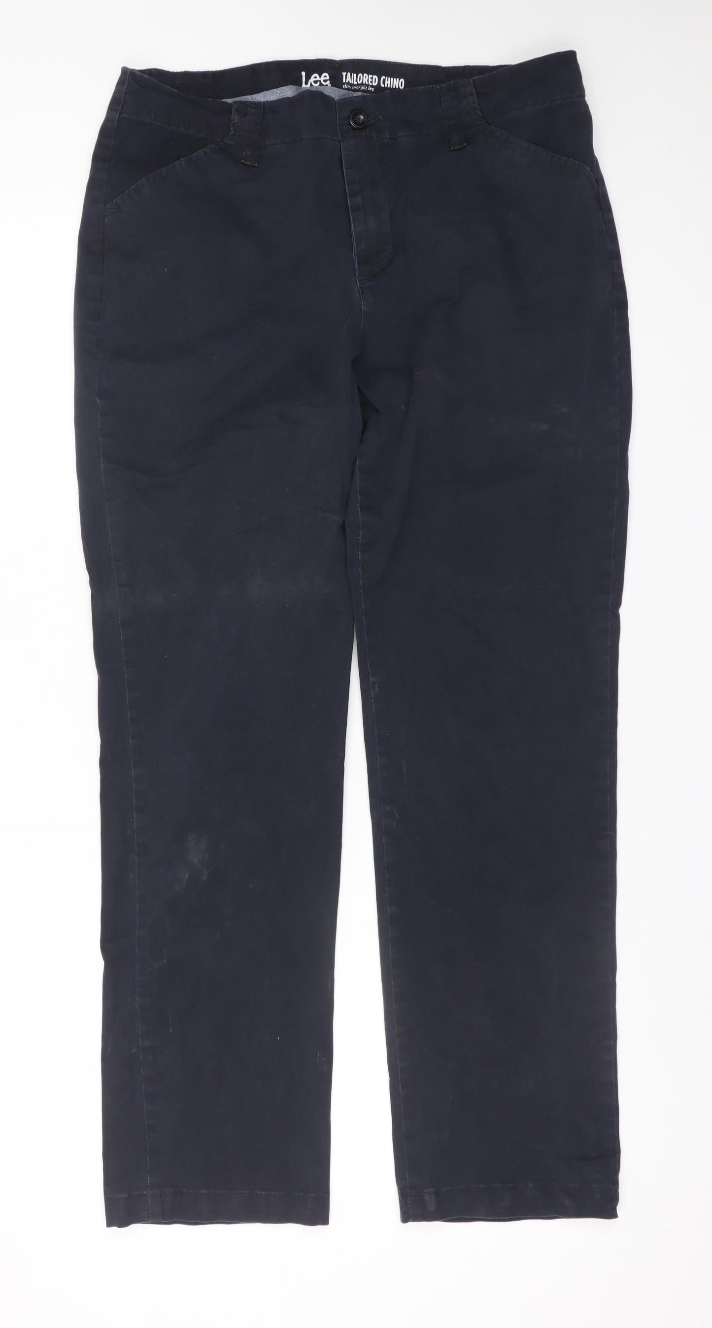 Lee Men's Black Tailored Chino Slim Straight Leg Trousers Size M