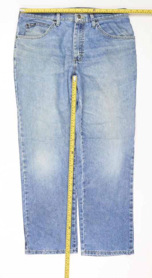 Lee Men's Blue Straight Leg Denim Jeans 38W 30L Regular Fit