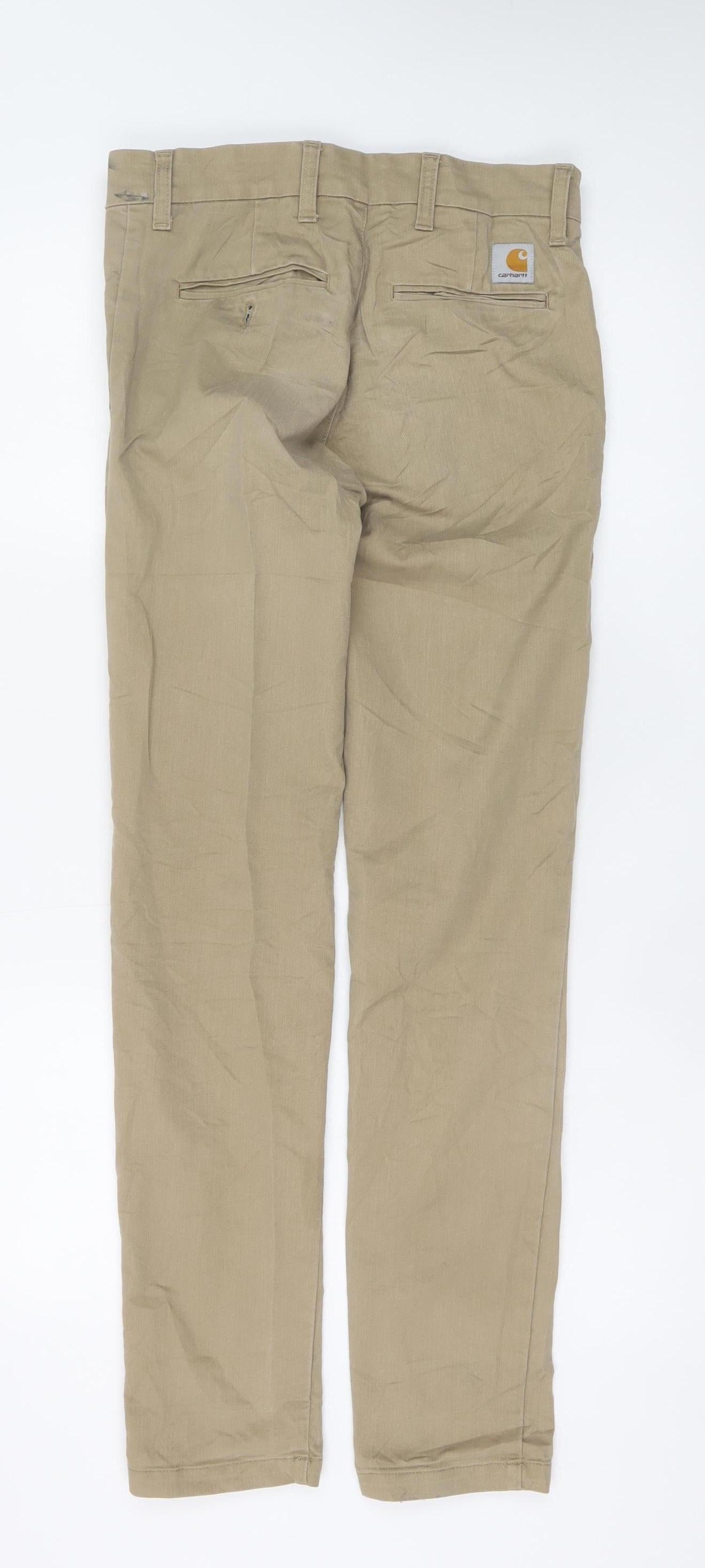 Carhartt WIP Men's Beige Chino Trousers 28x32 Slim Fit Cotton Blend