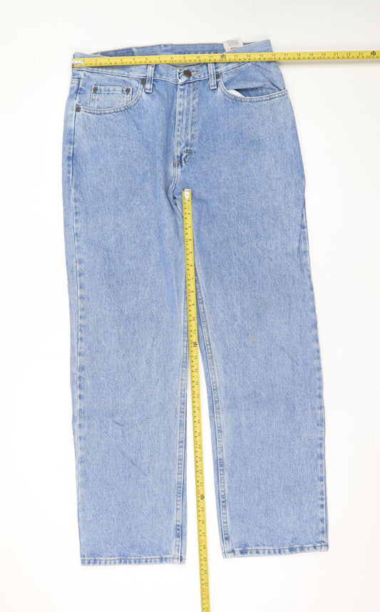 Wrangler Men Blue 33x30 Straight Fit Denim Jeans Classic Cotton