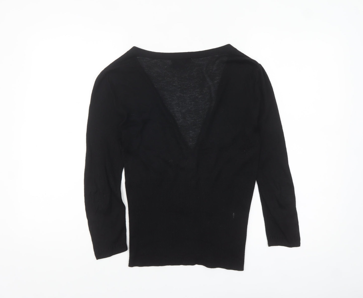 Jasper Conran Women Black Size 10 Viscose Silk Blend Button Cardigan