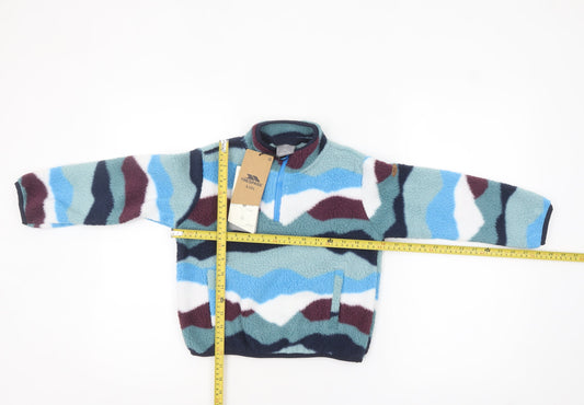 Trespass Kids Blue Multicoloured Fleece Half Zip Pullover Sweatshirt 3-4 Years