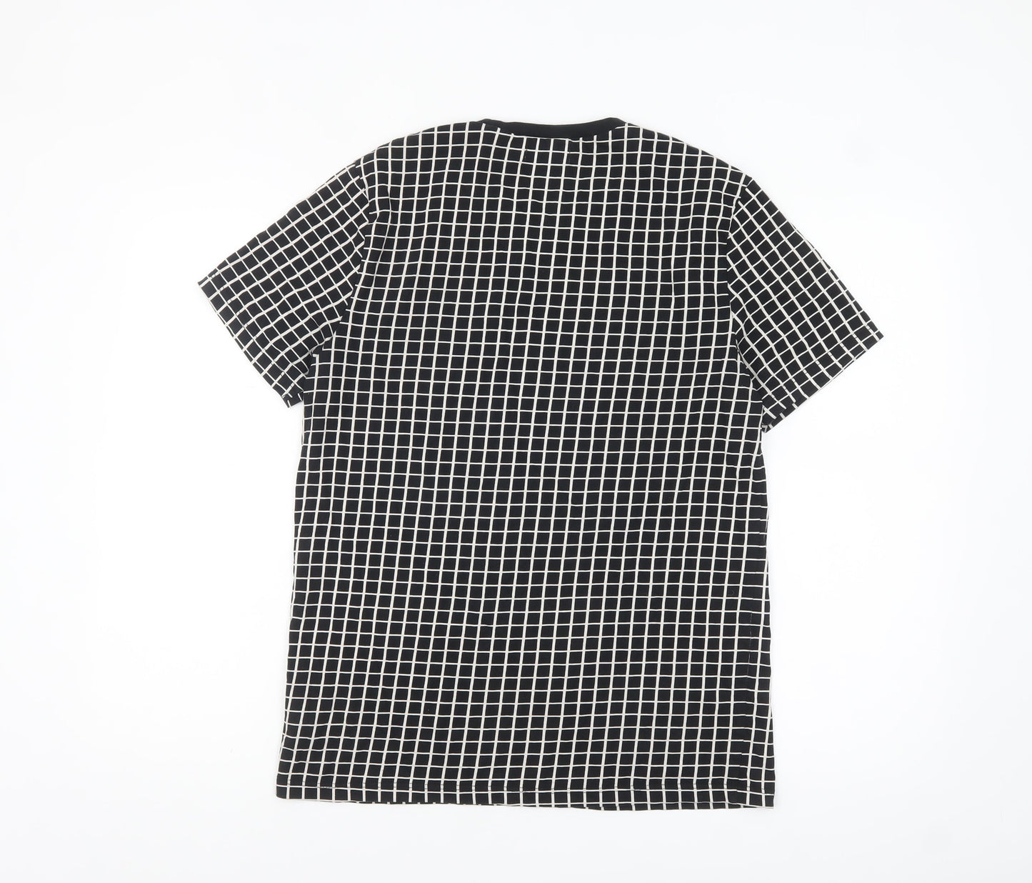 Topman Men's Black Check Short Sleeve Crew Neck T-Shirt Size S