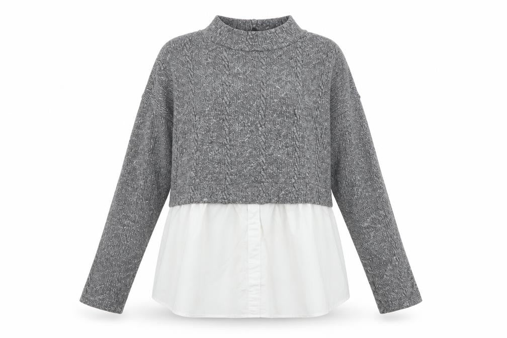 New Look Women's Grey High Neck Knit Jumper UK 16